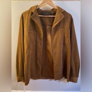 Vintage 90s Express Marquee Deposee Camel Sueded Button Down Jacket/Overshirt